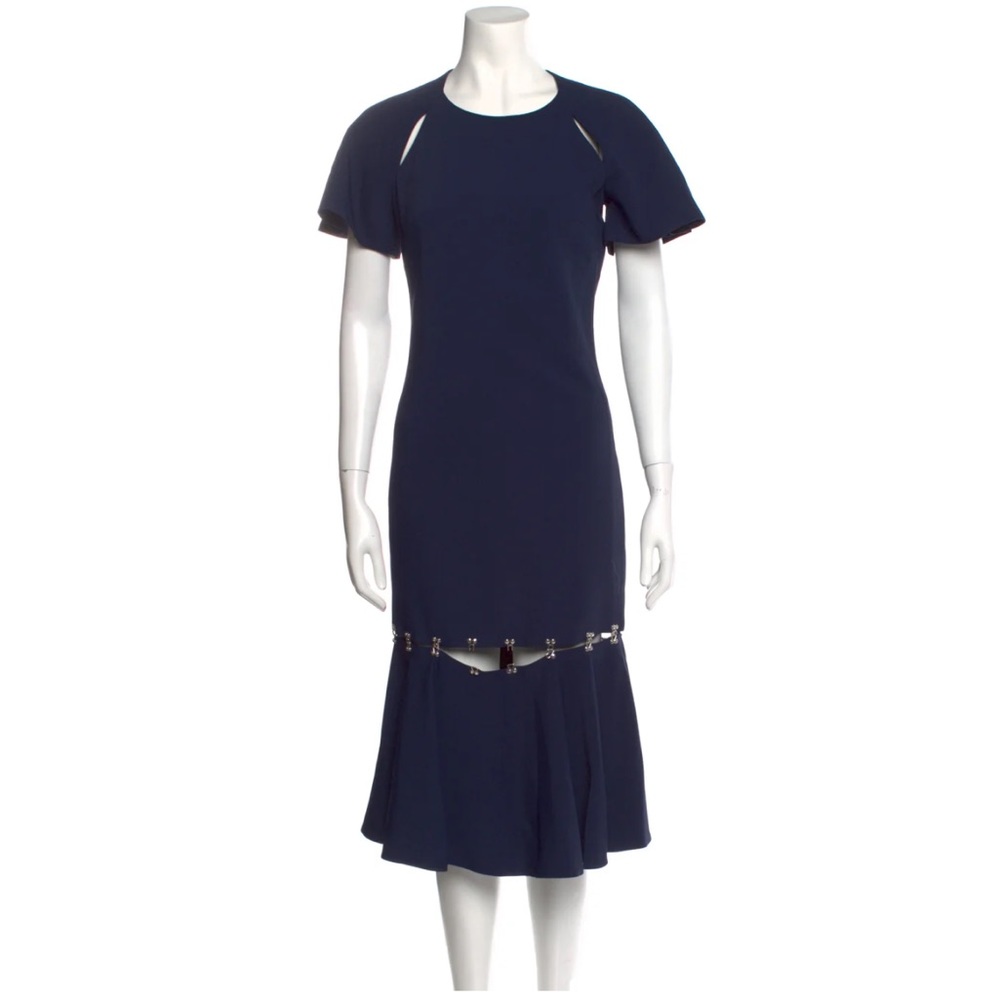 Jonathan Simkhai Navy Blue Midi Dress with Embellished Hem